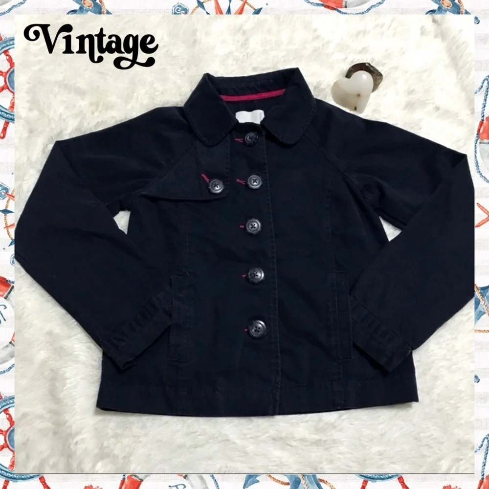 Old Navy Girls Y2K Navy Blue Button Up Jacket Size Large
